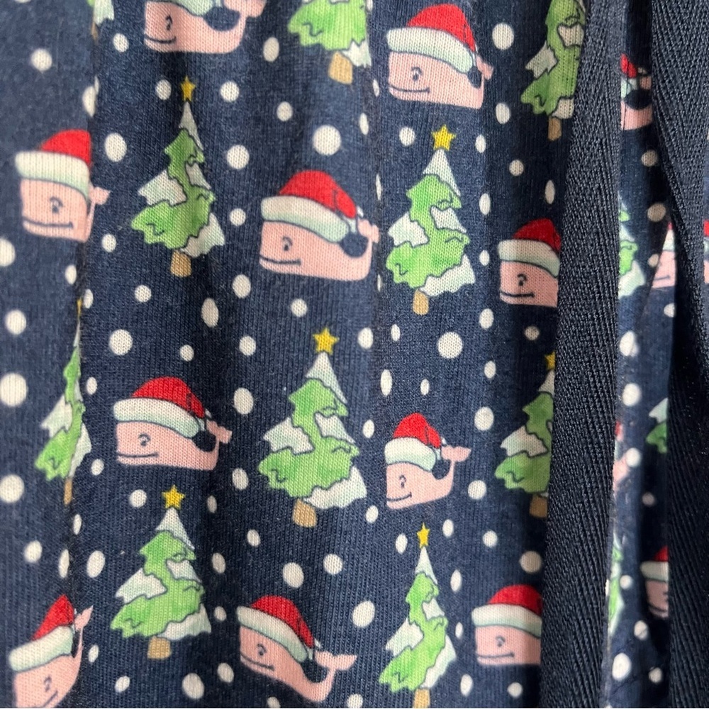 Vineyard Vines Santa Whale Christmas Sleep Bottoms pajama pants Blue Sz L Kid PJ - Picture 3 of 9